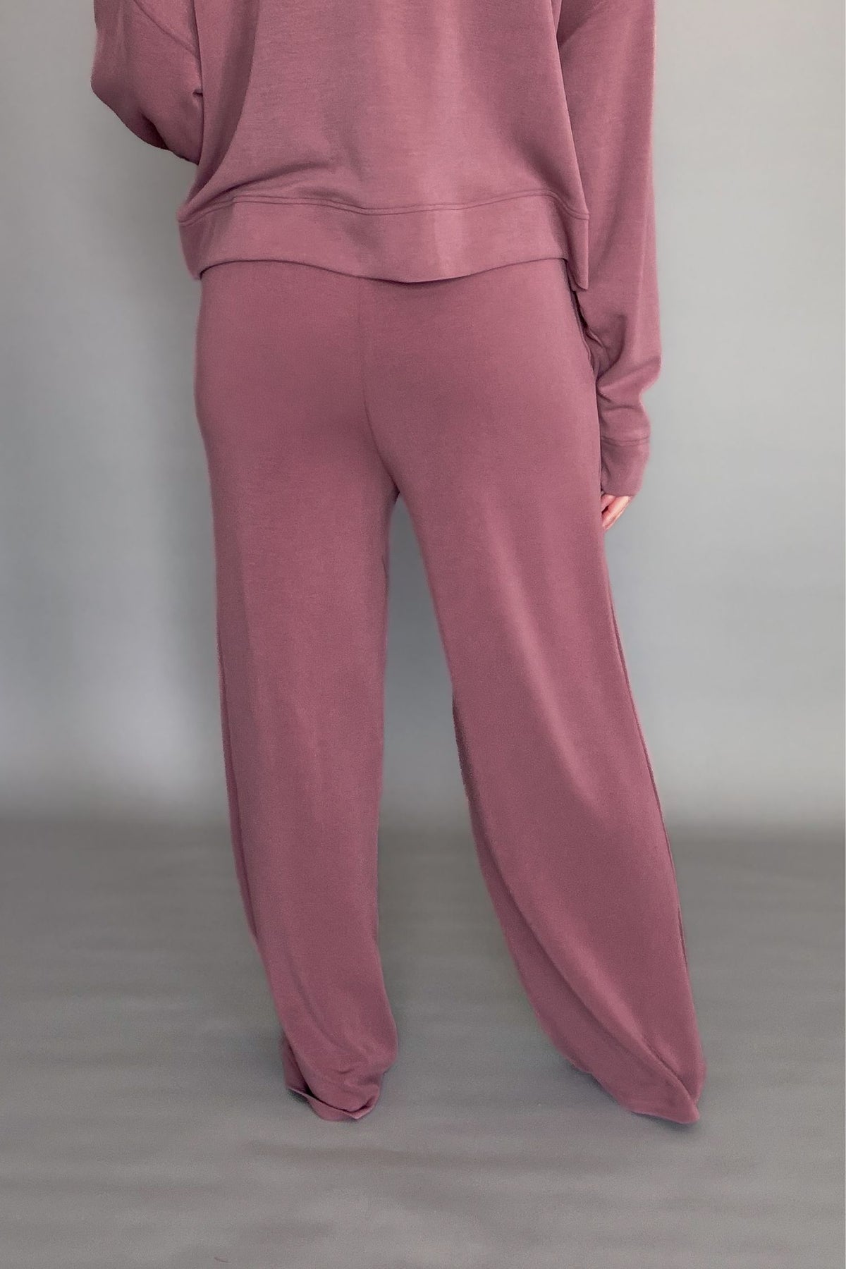 Women's Rose lounge set showing the back of the pants