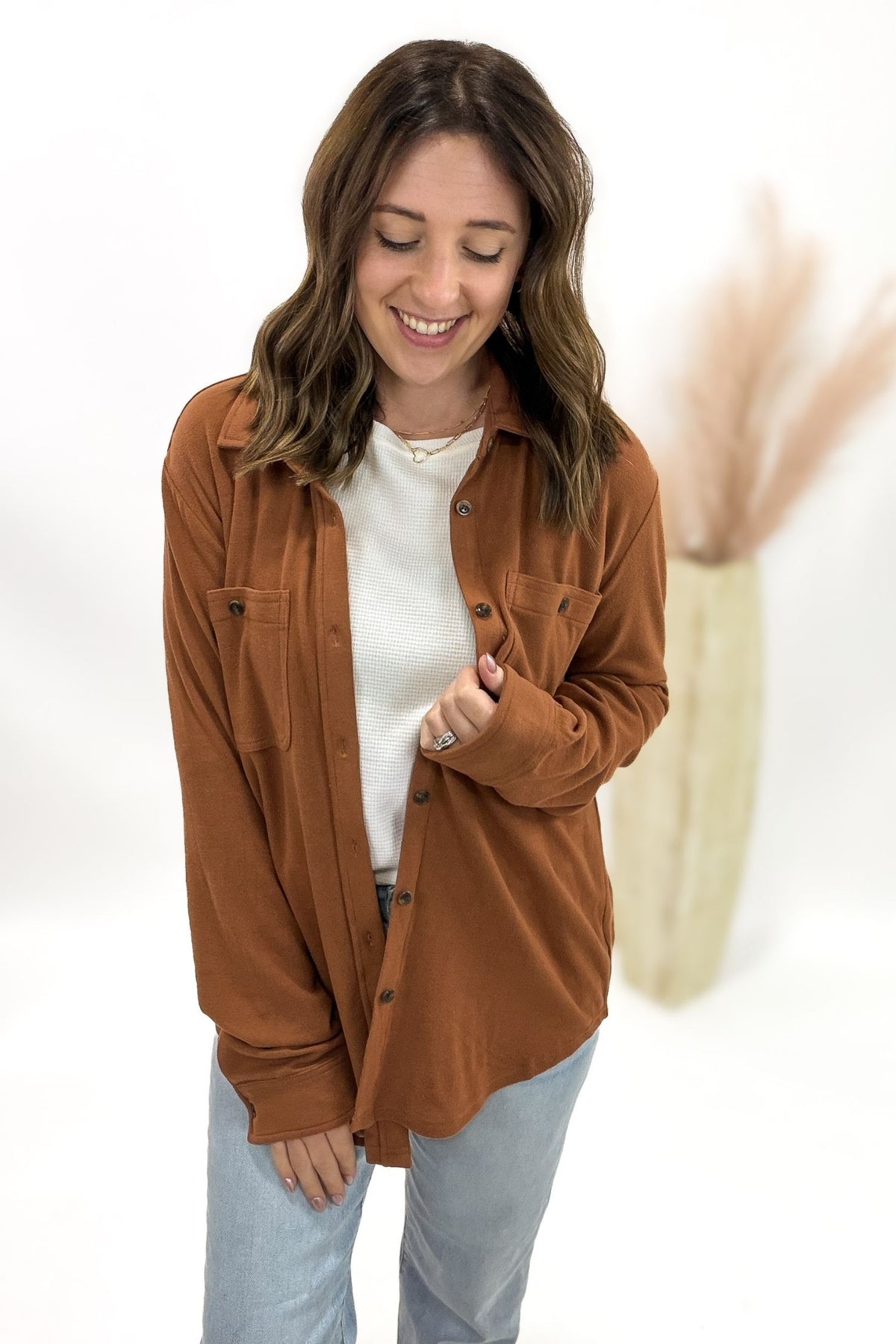 Rust Super Soft Plaid Button Up