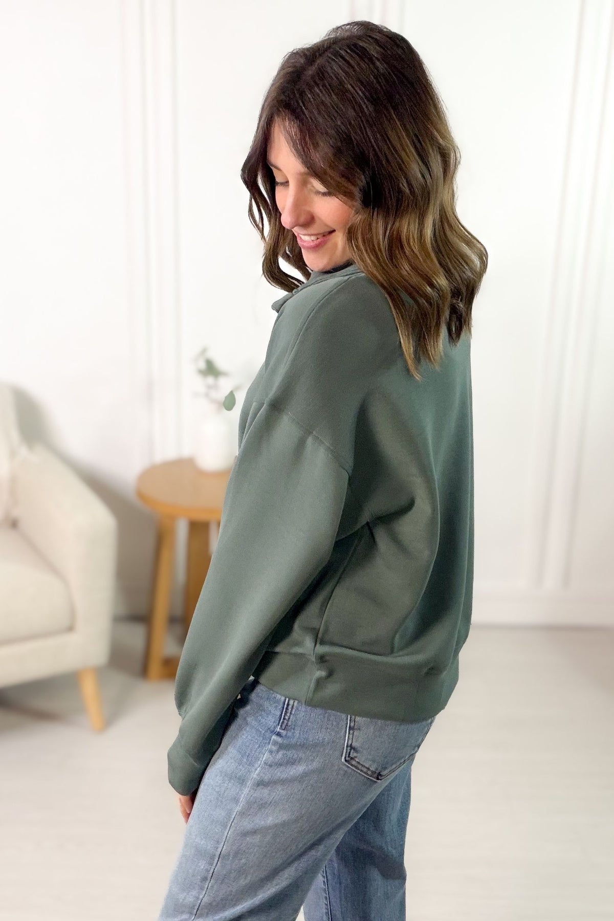 Sage Leaf Mock Neck Pullover