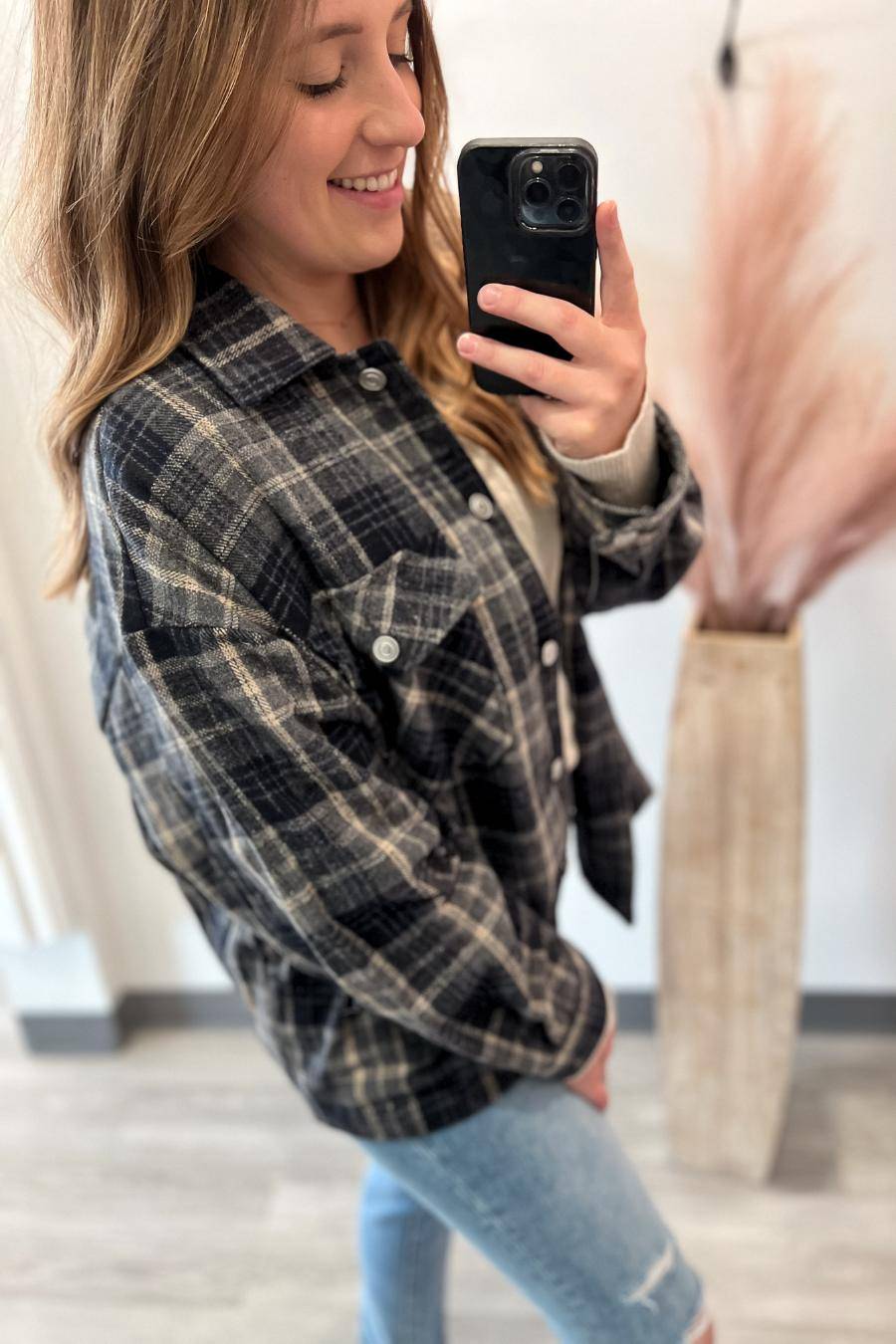 Shadow Grey Plaid Shacket