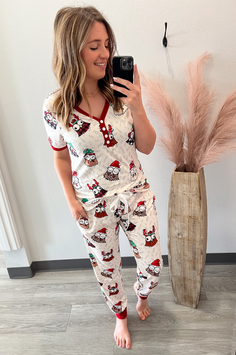 Short Sleeve Christmas Chick Pajama Set