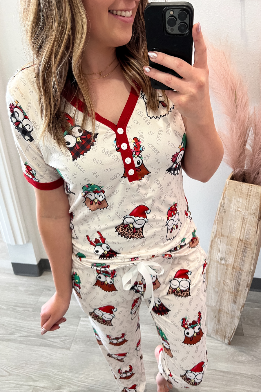 Short Sleeve Christmas Chick Pajama Set