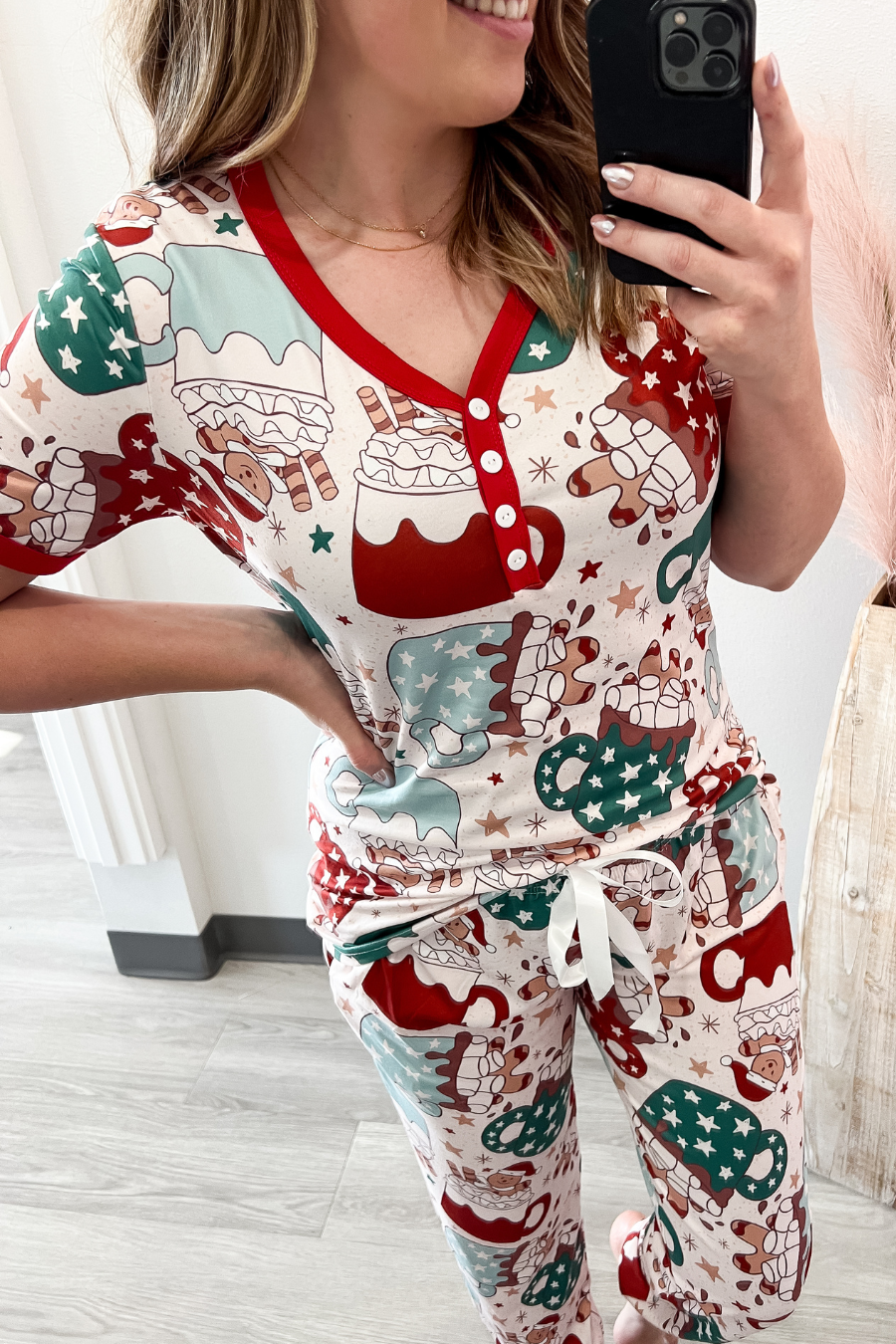 Short Sleeve Hot Cocoa Pajama Set