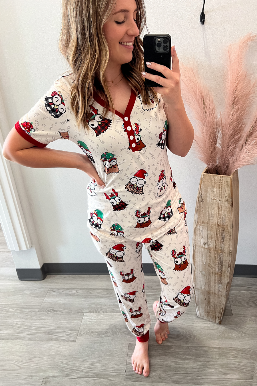 Short Sleeve Christmas Chick Pajama Set