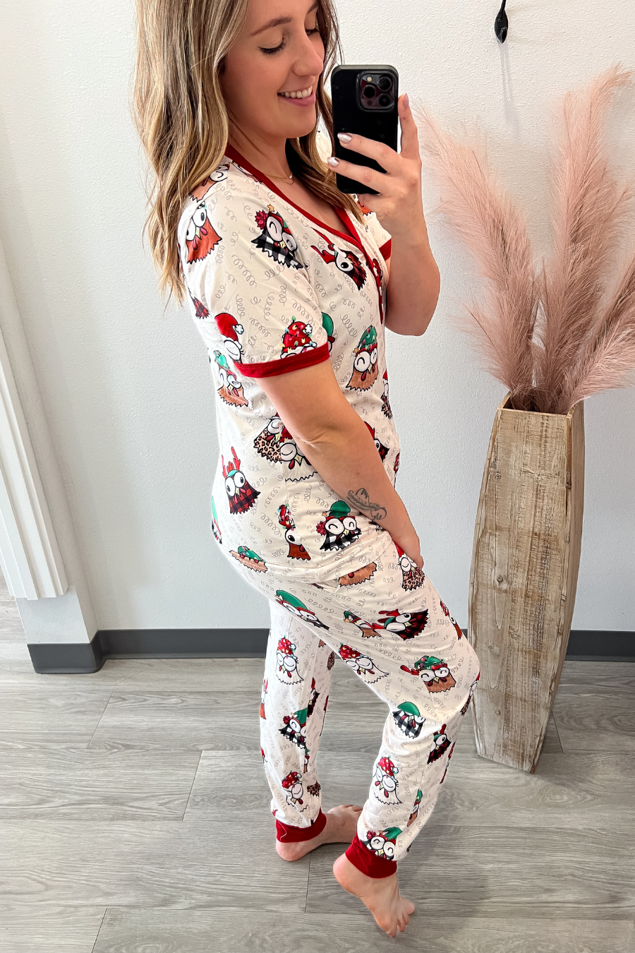 Short Sleeve Christmas Chick Pajama Set