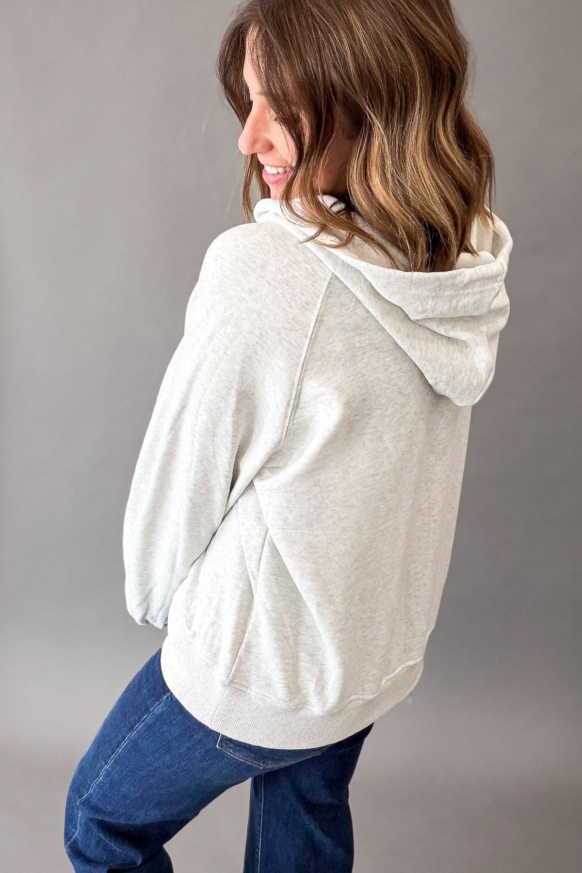 Snap Button Ash Grey Hoodie