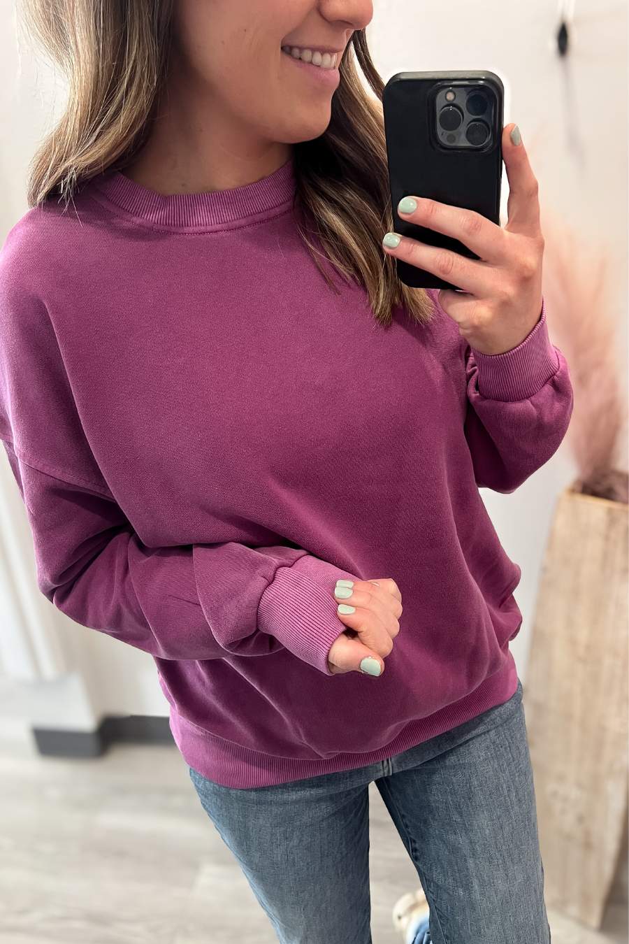 Soft Fleece Sweatshirt- Light Plum