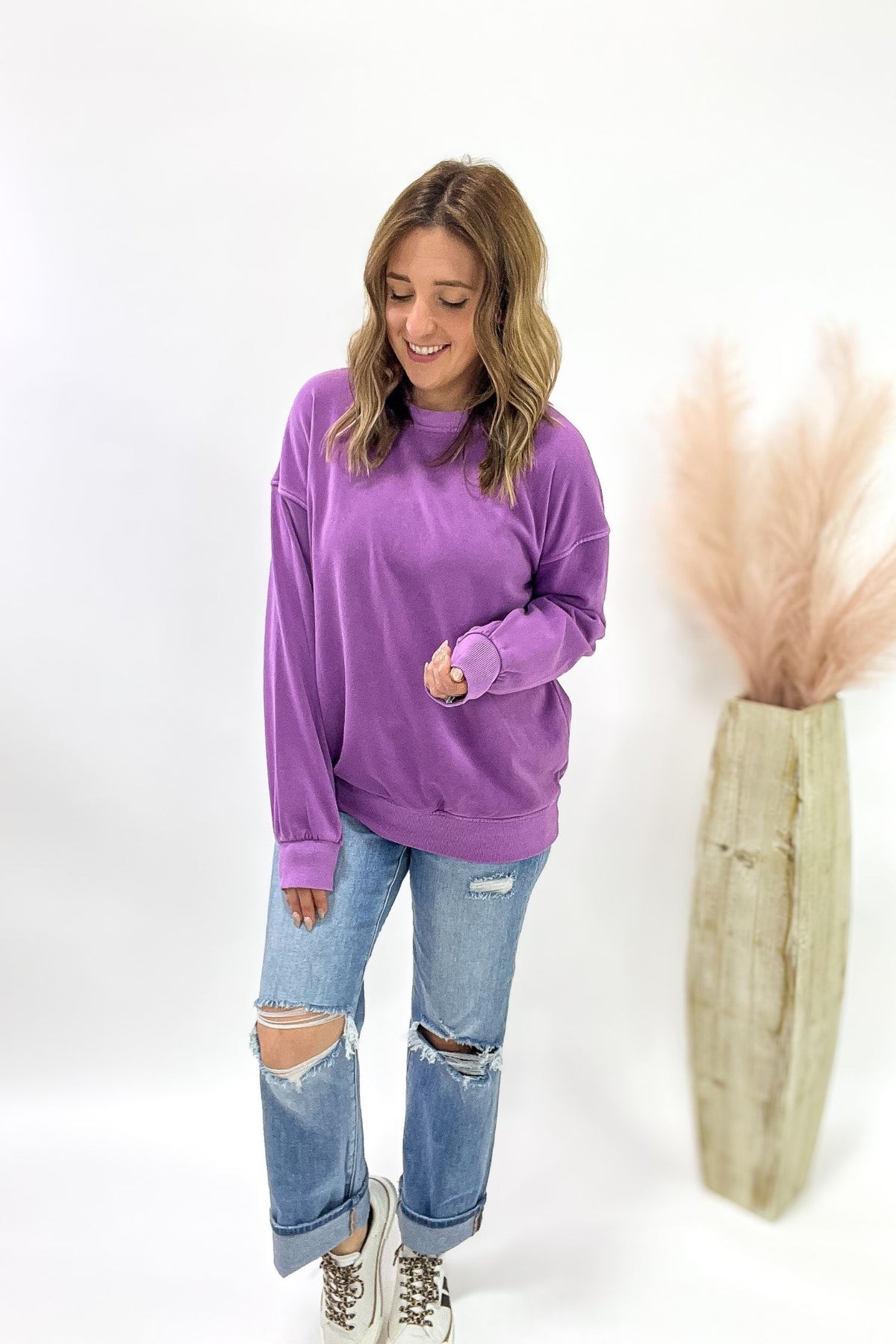 Soft Fleece Sweatshirt- Purple