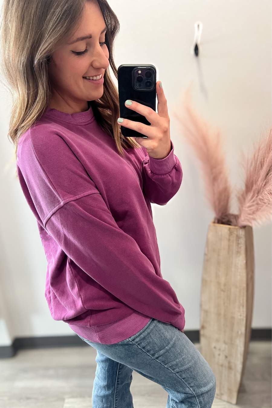 Soft Fleece Sweatshirt- Light Plum