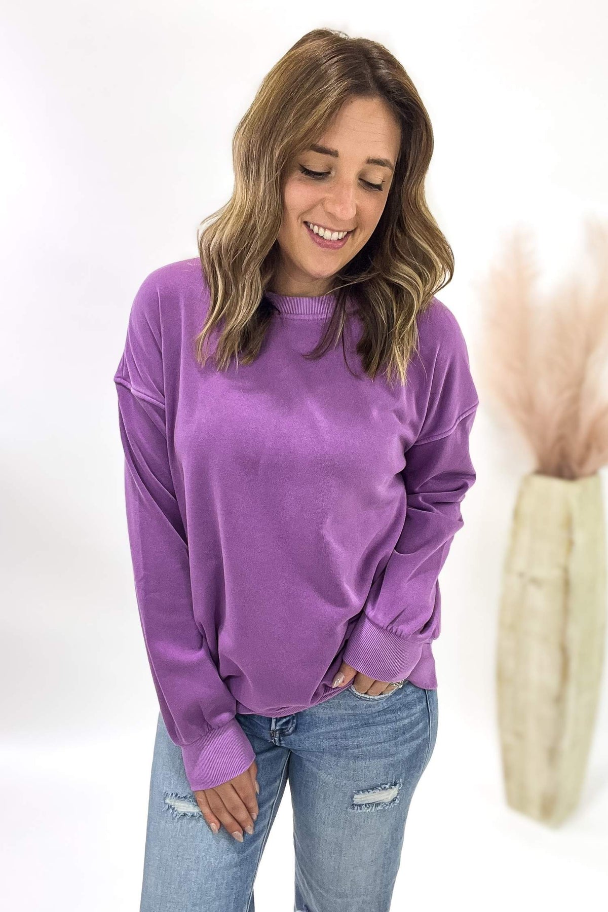 Soft Fleece Sweatshirt- Purple