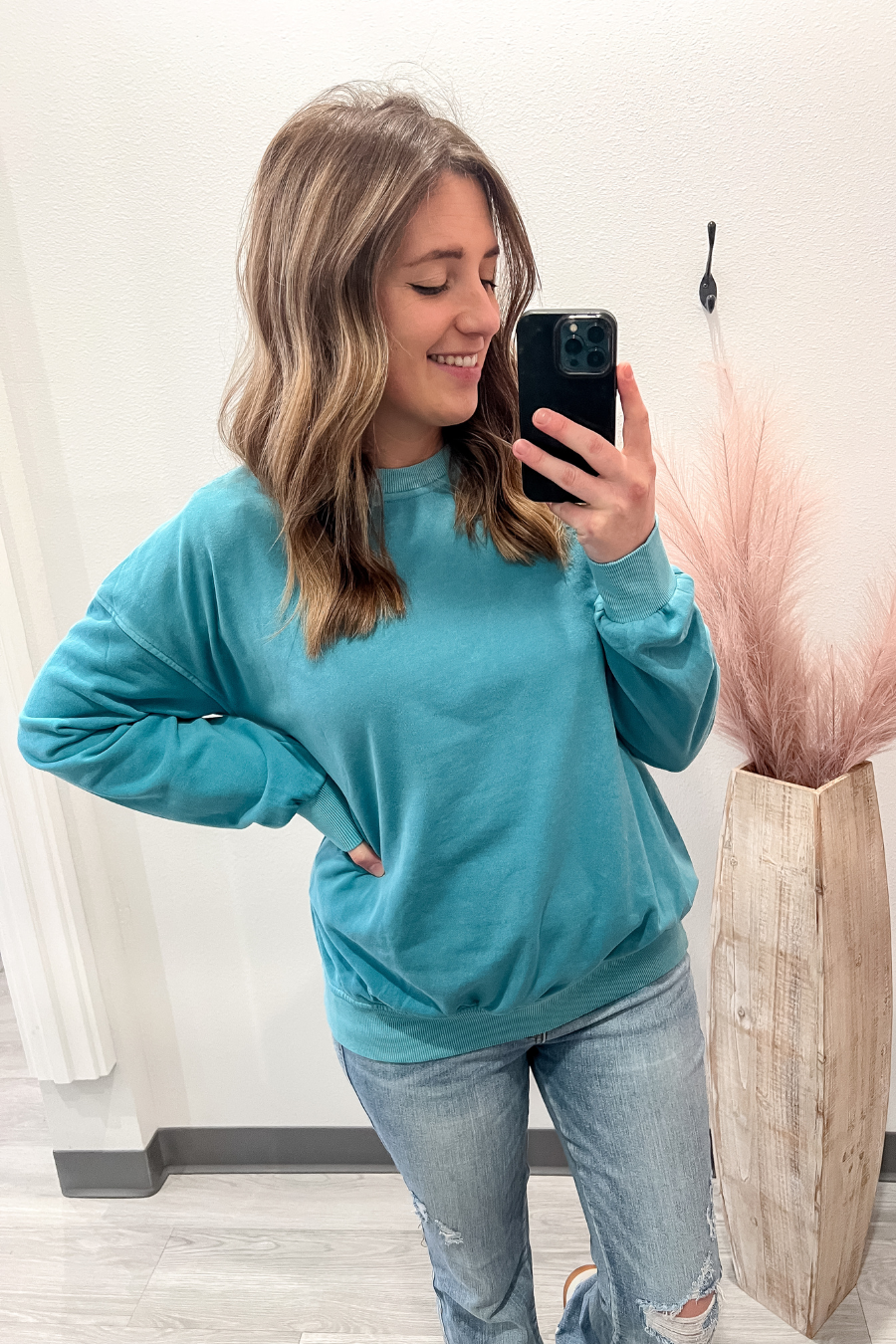 Soft Fleece Sweatshirt- Bright Teal