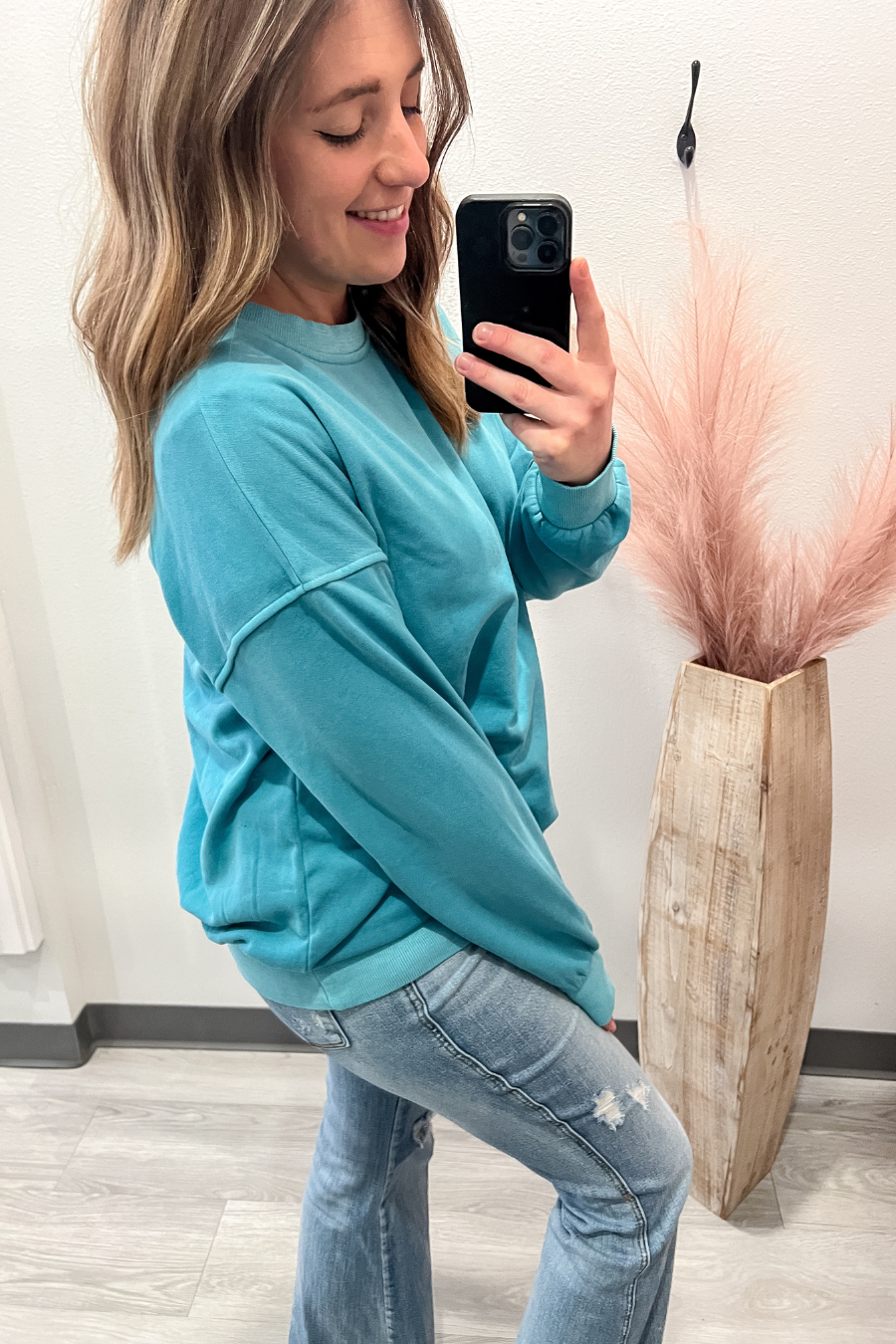 Soft Fleece Sweatshirt- Bright Teal