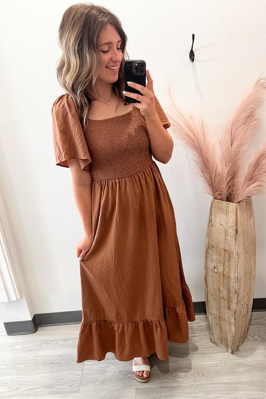 Amber Square Neck Smocked Maxi Dress