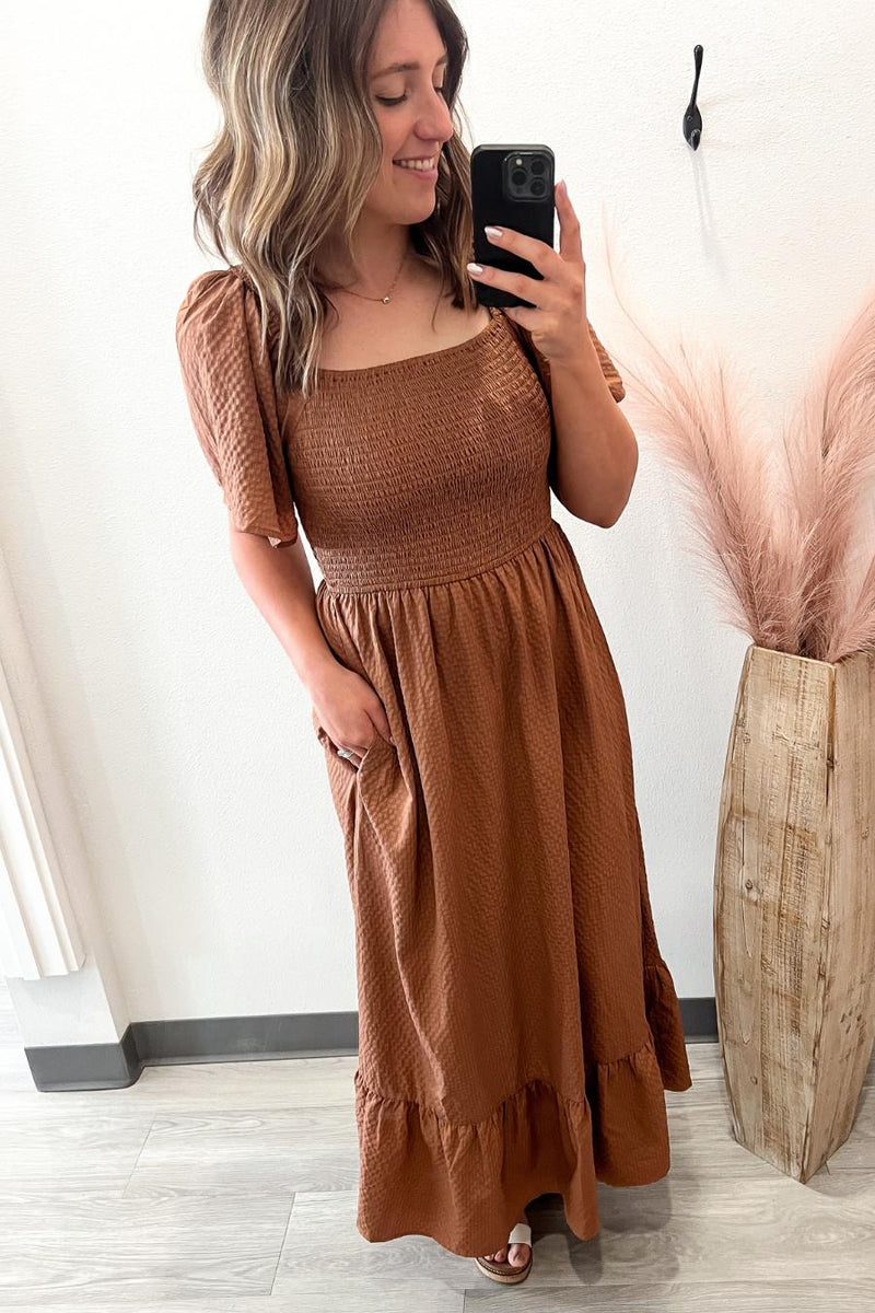 Amber Square Neck Smocked Maxi Dress