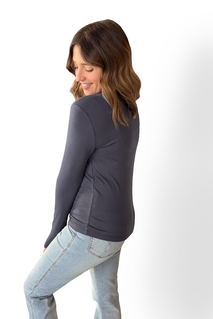 Steel Blue Ultra Soft Crew Neck Long Sleeve