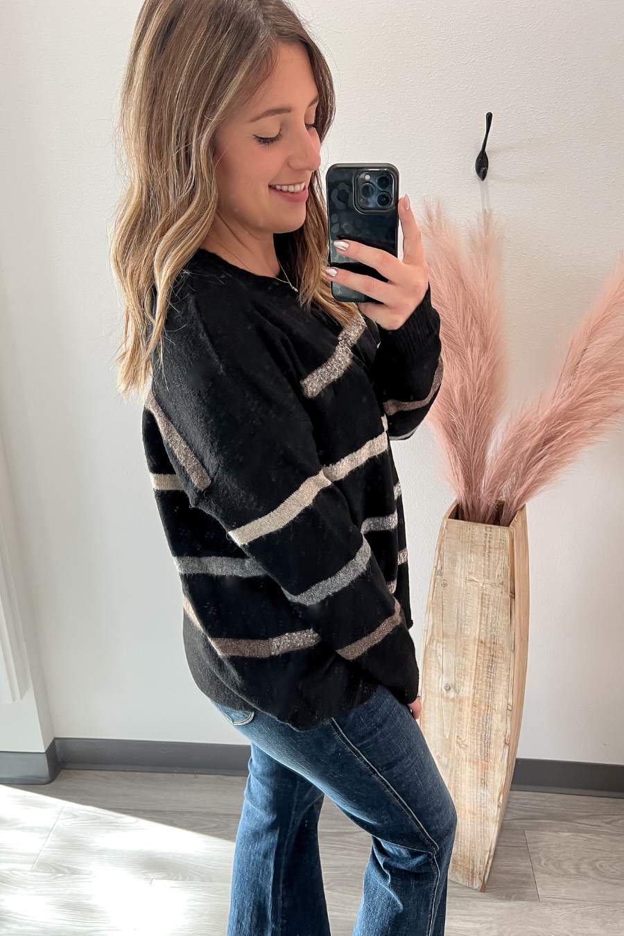 Striped Glam Black Sweater