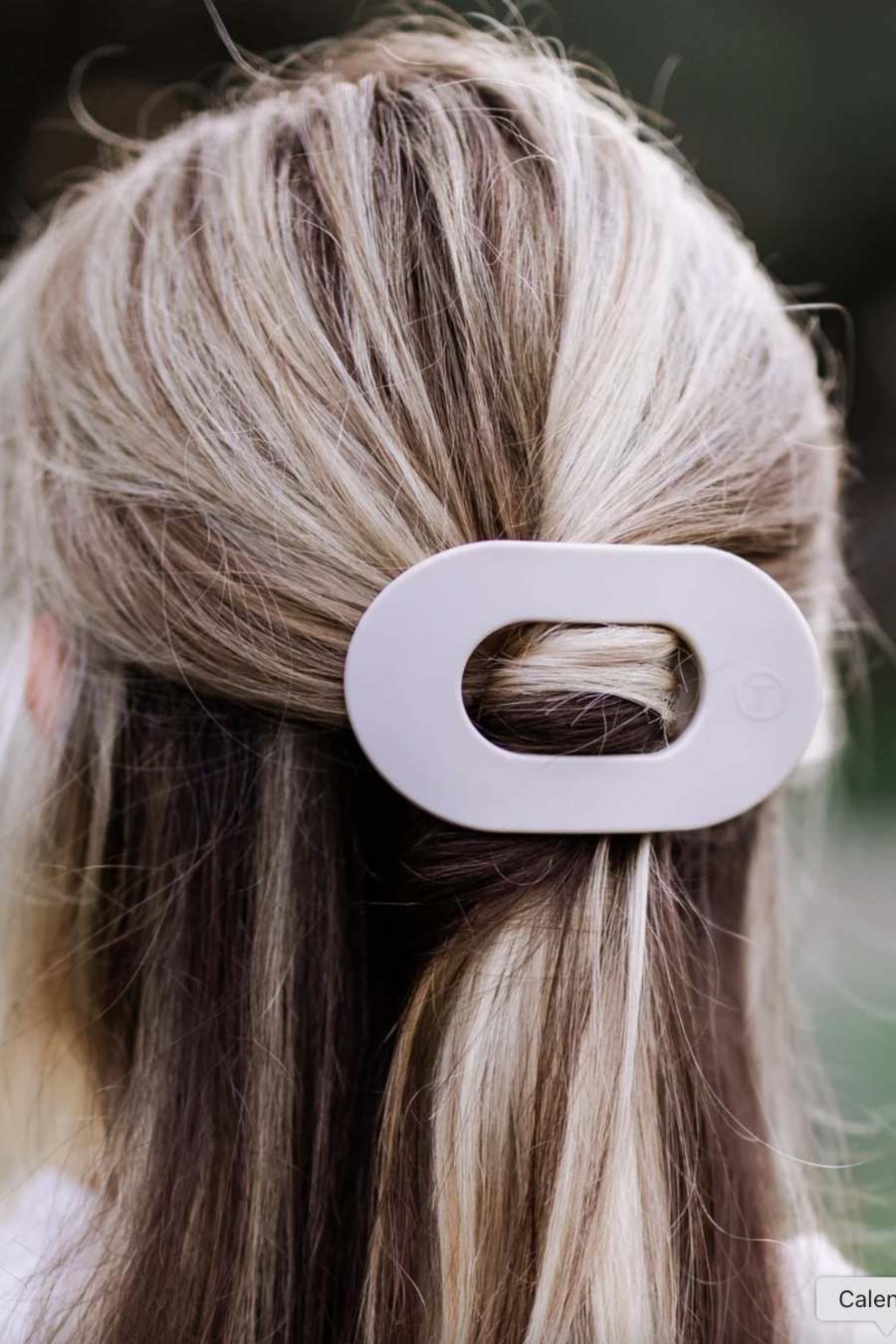 TELETIES- Round Flat Hair Clip- Silver Flames