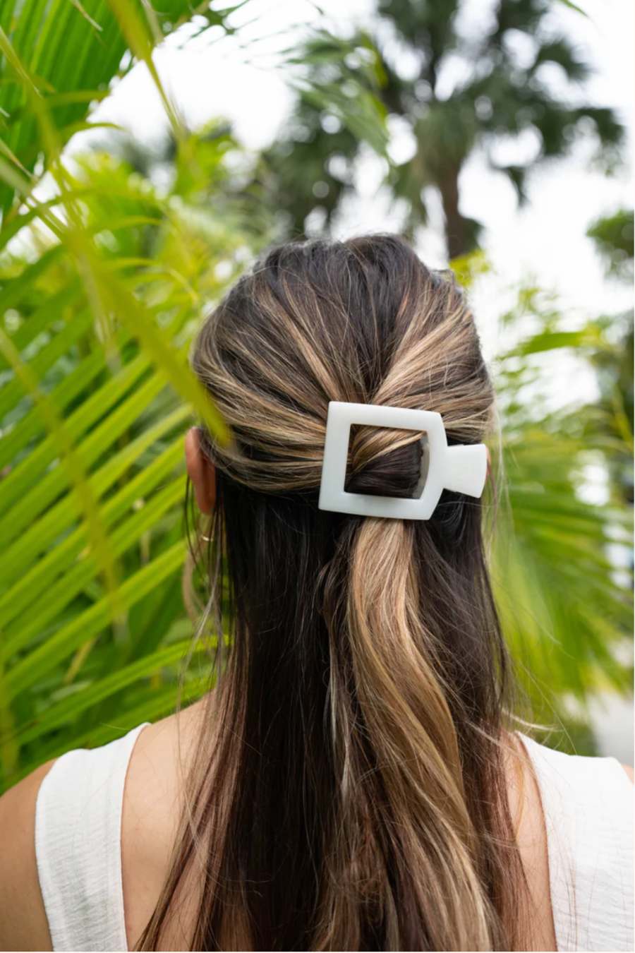 TELETIES- Square Flat Hair Clip- Coconut White