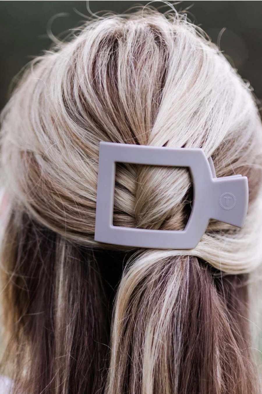 TELETIES- Square Flat Hair Clip- Silver Flames