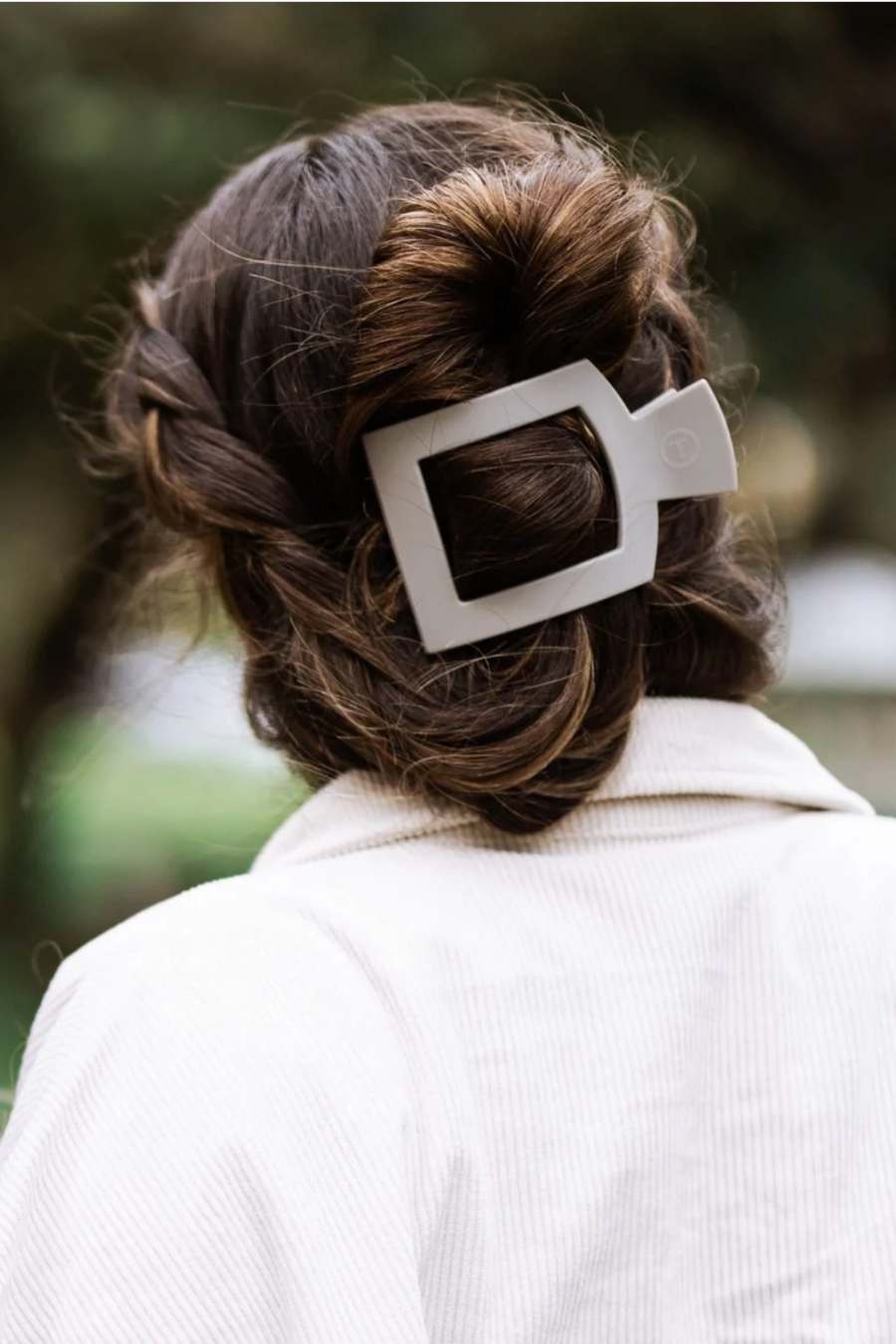 TELETIES- Square Flat Hair Clip- Silver Flames