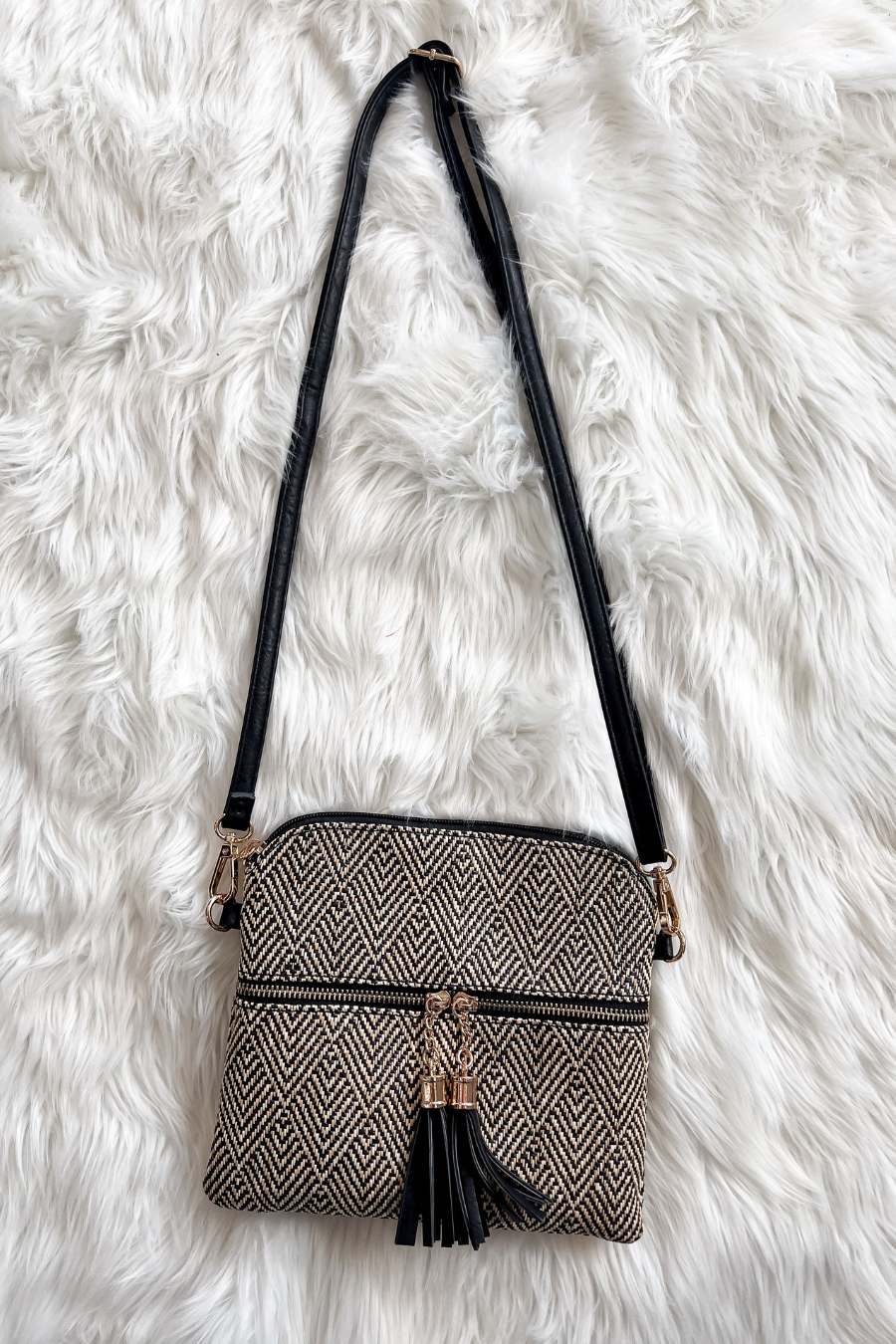 Tara Crossbody- Black/Tan