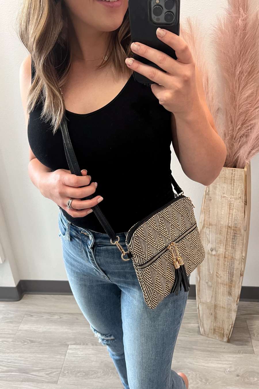 Tara Crossbody- Black/Tan