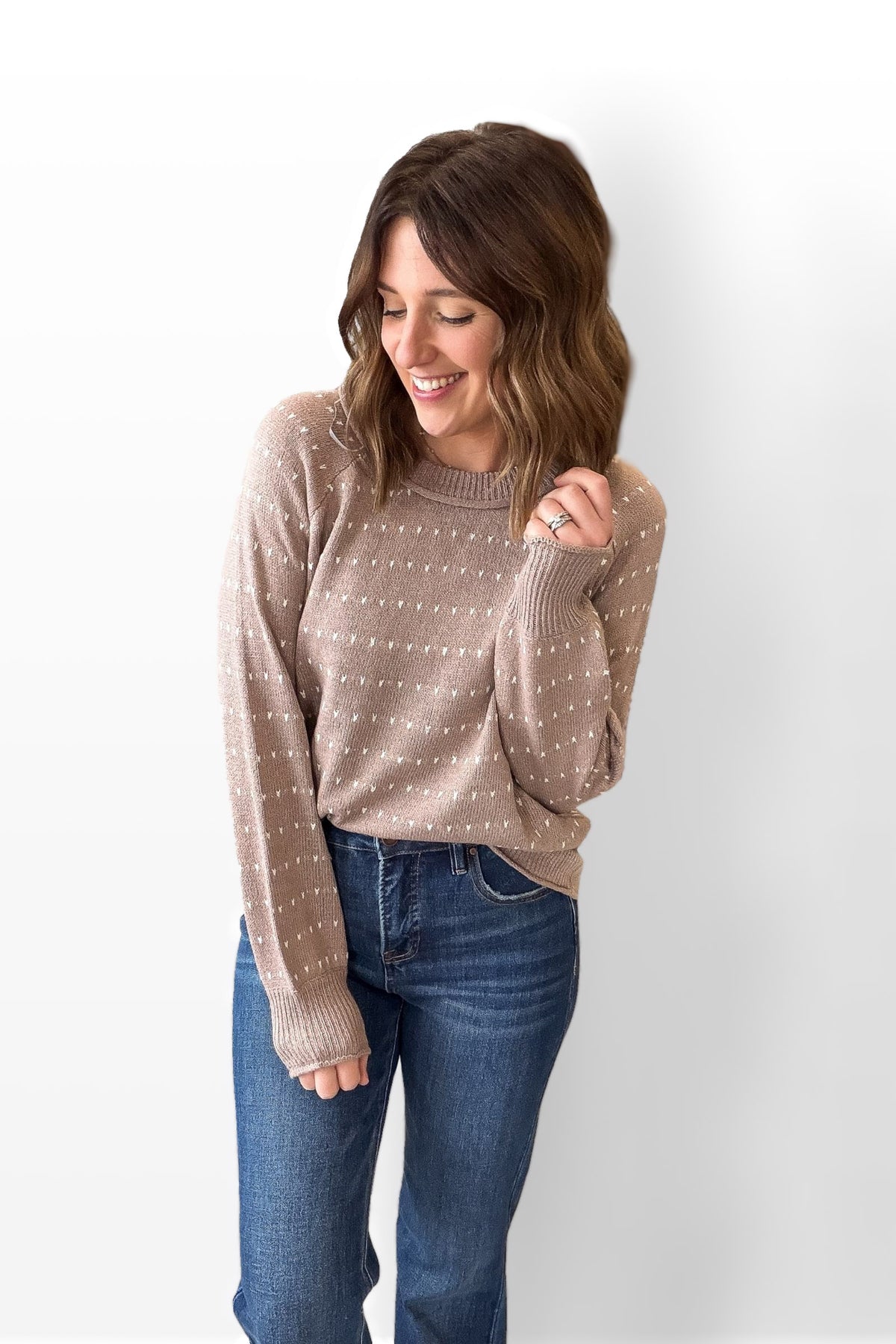 Taupe Textured Stripe Sweater