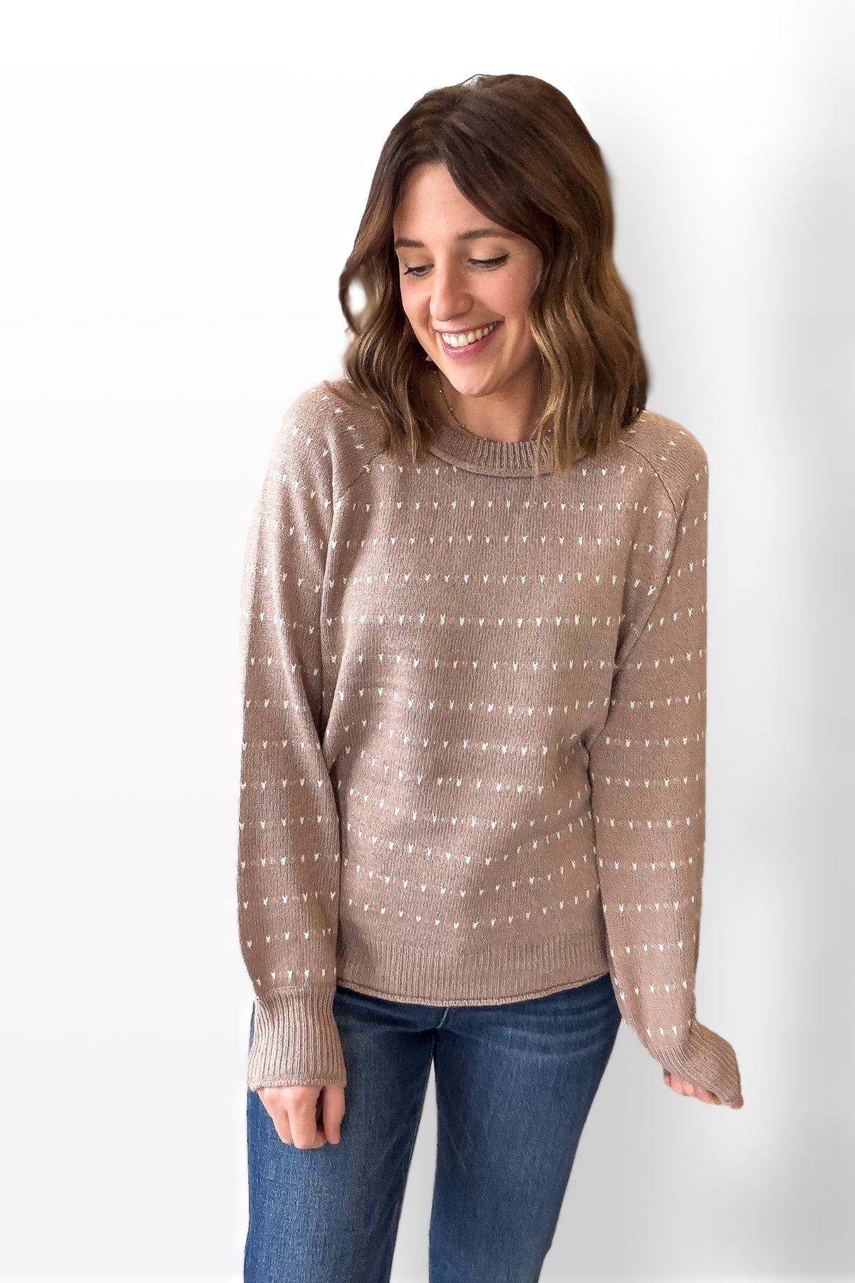 Taupe Textured Stripe Sweater