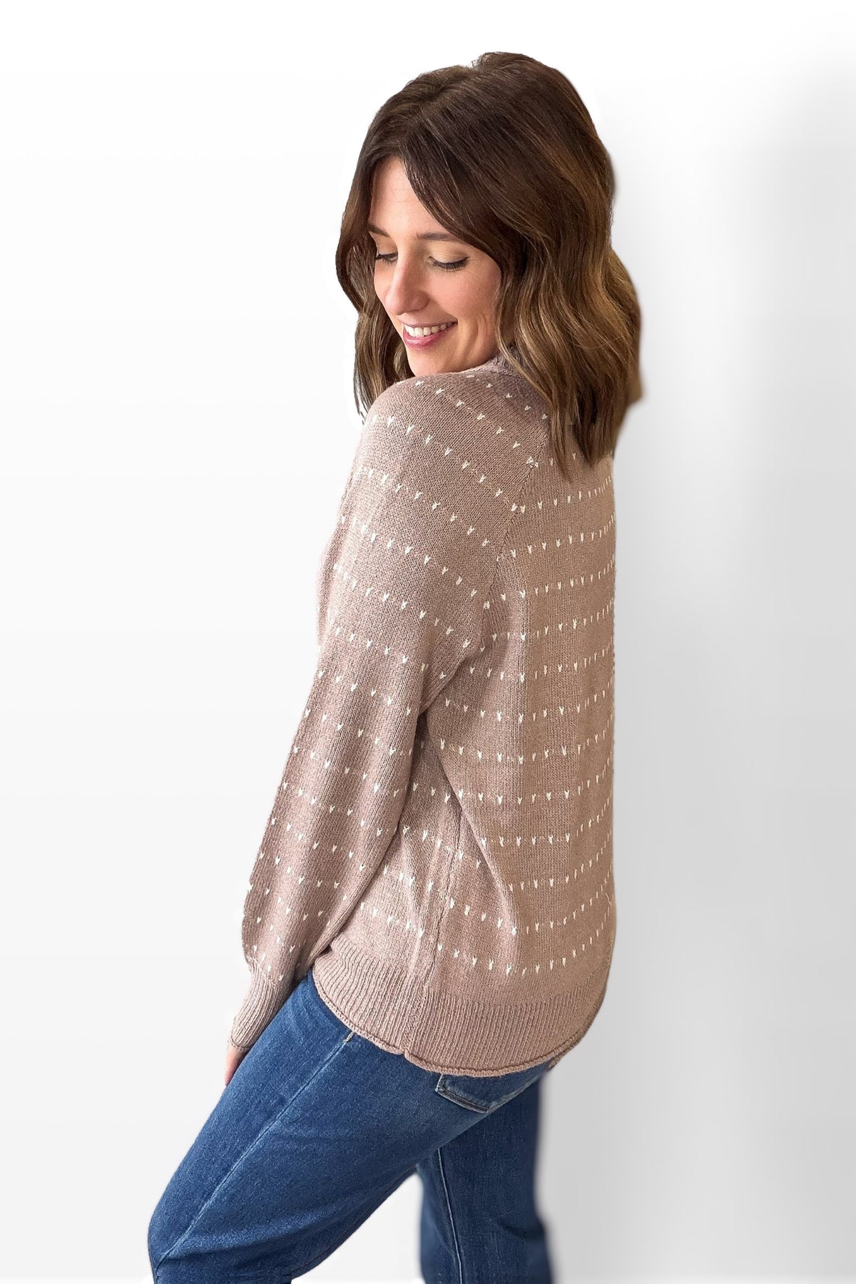 Taupe Textured Stripe Sweater