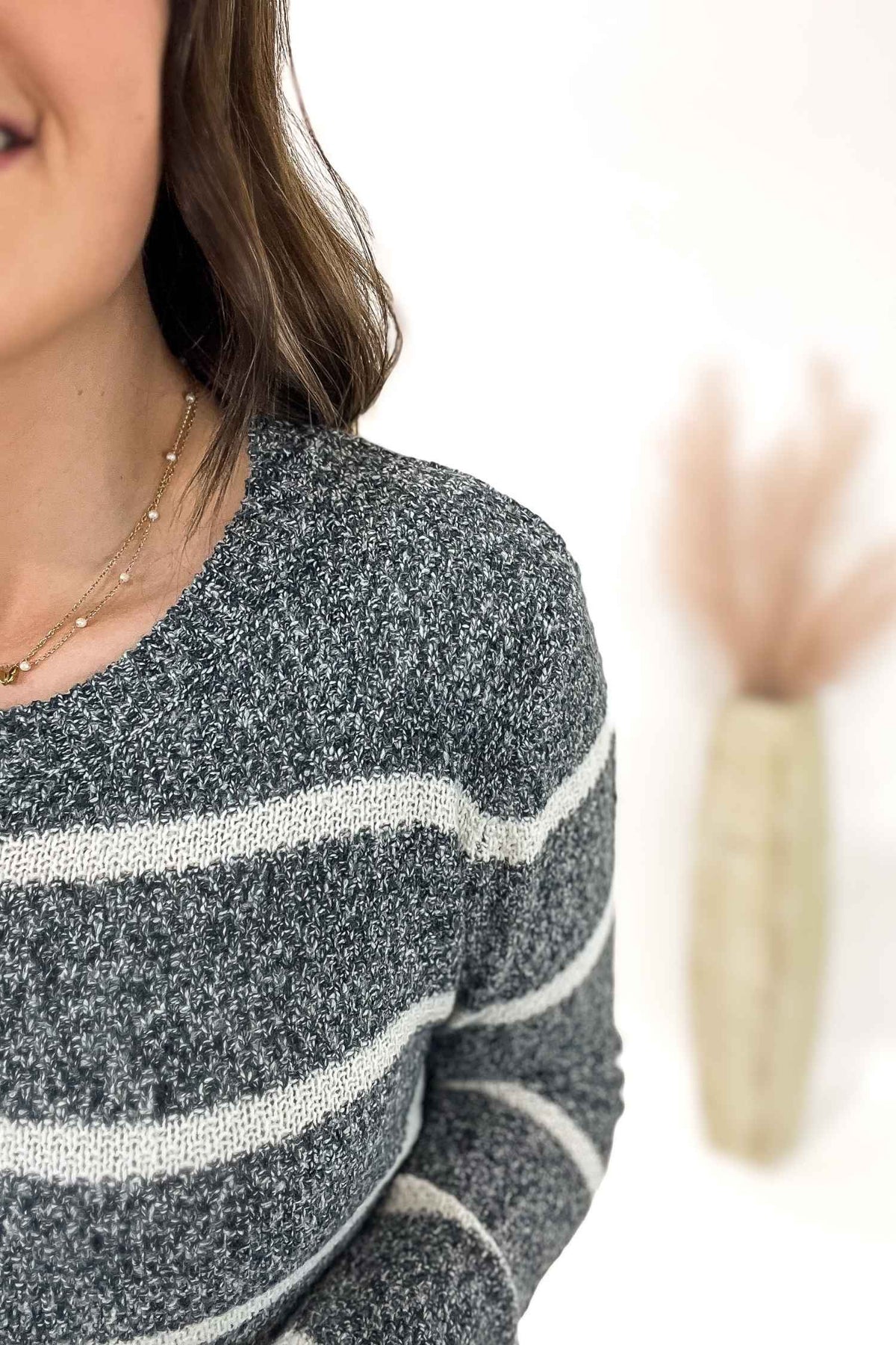 Teal Knit Striped Sweater