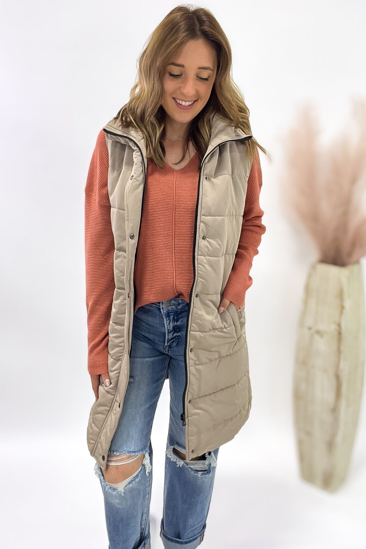 Terracotta Mini Waffle Sweater