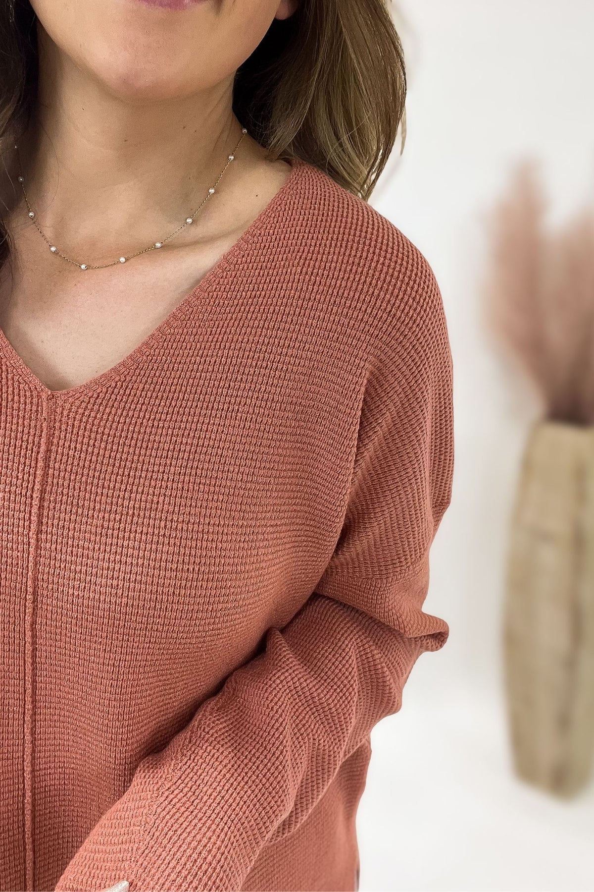 Terracotta Mini Waffle Sweater
