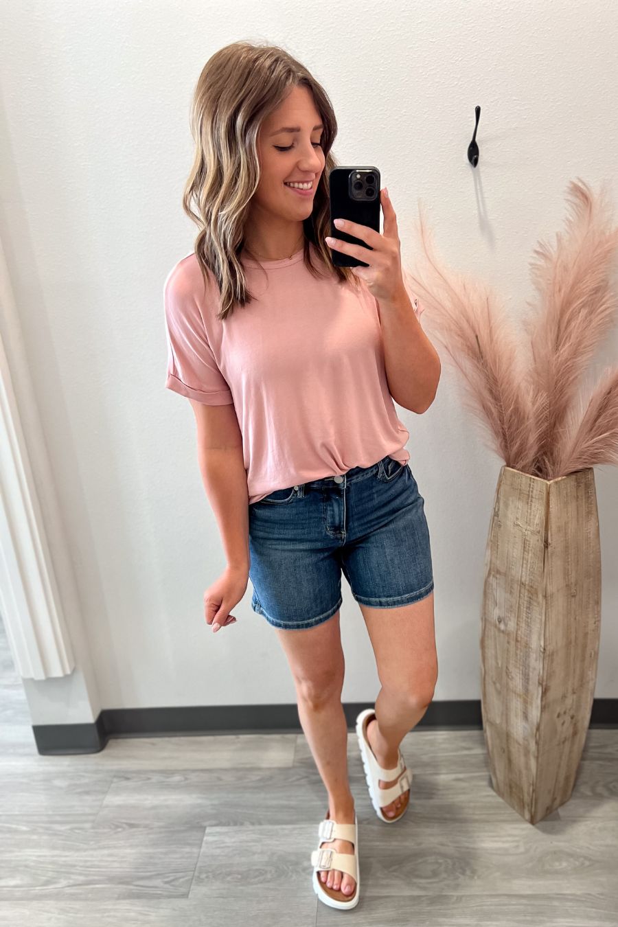 Ultra Soft Black Basic Tee- Blush