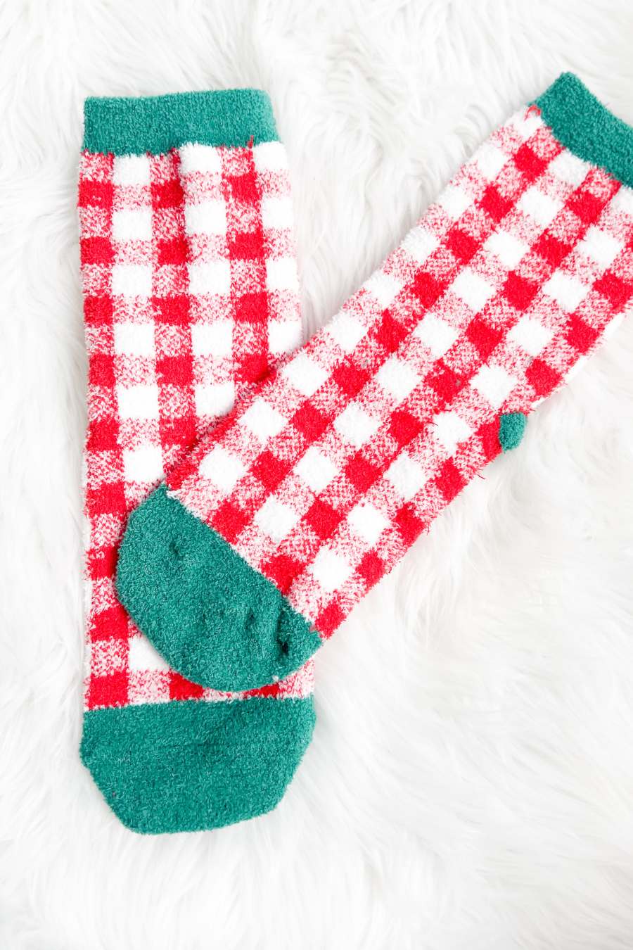 Women's Holiday Plaid  Fuzzy Socks