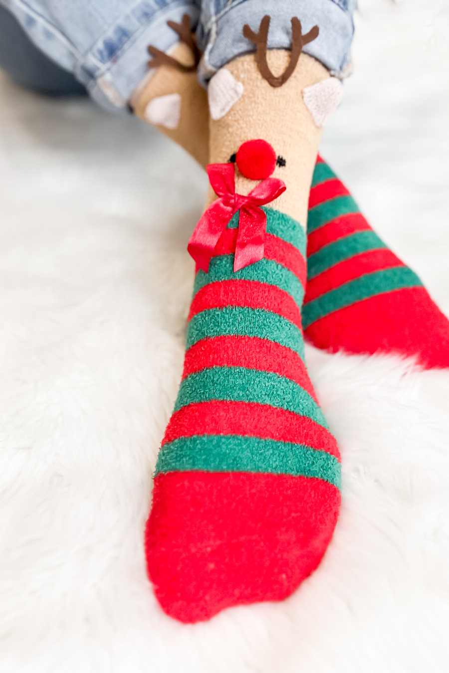 Women's Reindeer Fuzzy Socks