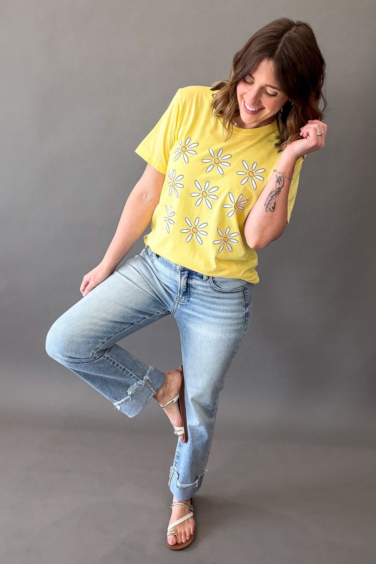 Yellow Daisy Flower Graphic Tee