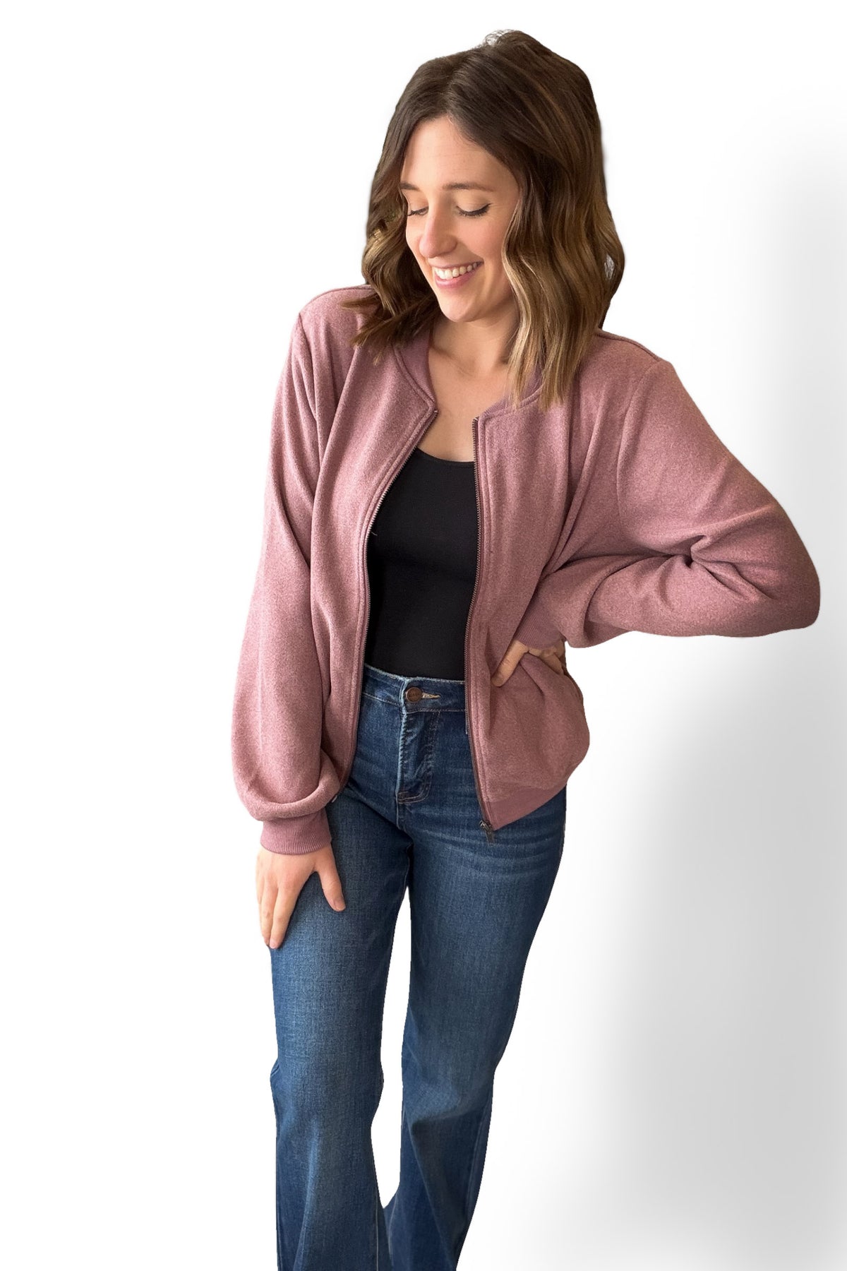 Zip Front Mauve Jacket