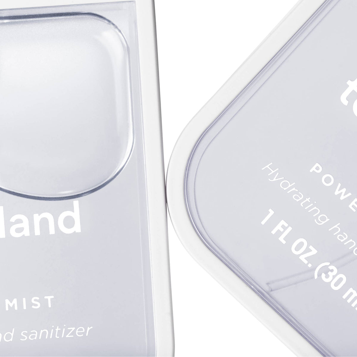Close-up of a hand sanitizer container with text on a white background