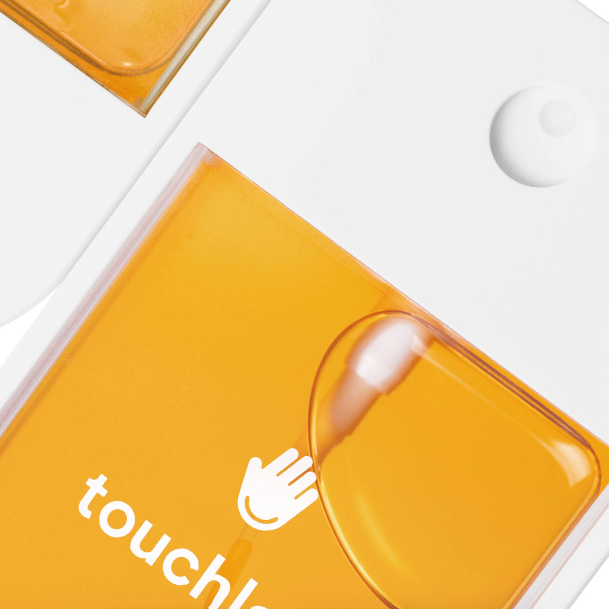 Orange packaging with 'touchland' branding on a white background