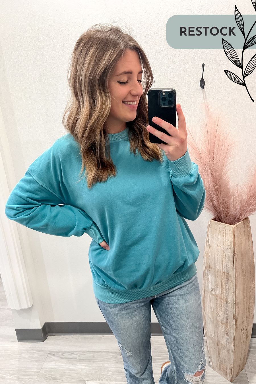 Soft Fleece Sweatshirt- Bright Teal