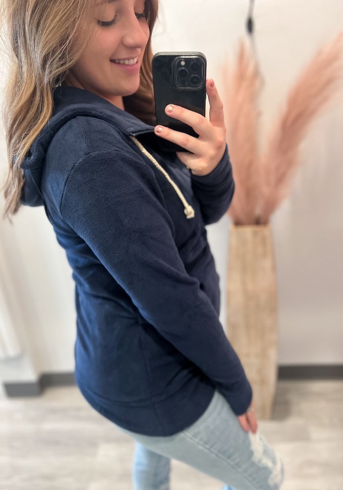 Ampersand Ave Cozy Cutie Halfzip- Blueberry - Lot21 Boutique