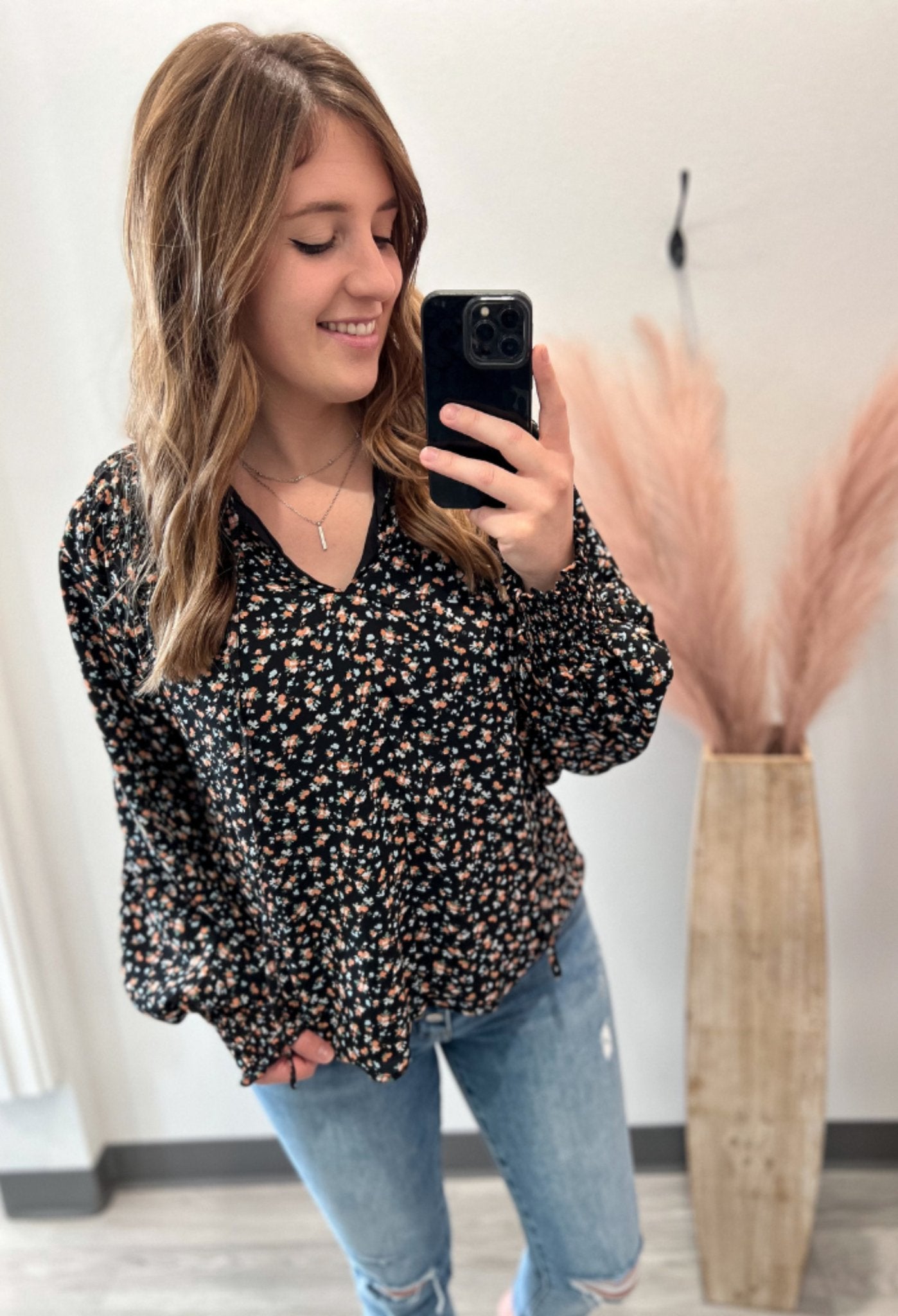 Black Floral Blouse