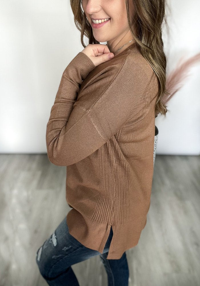 Center Seamed Long Sleeve Sweater - Lot21 Boutique