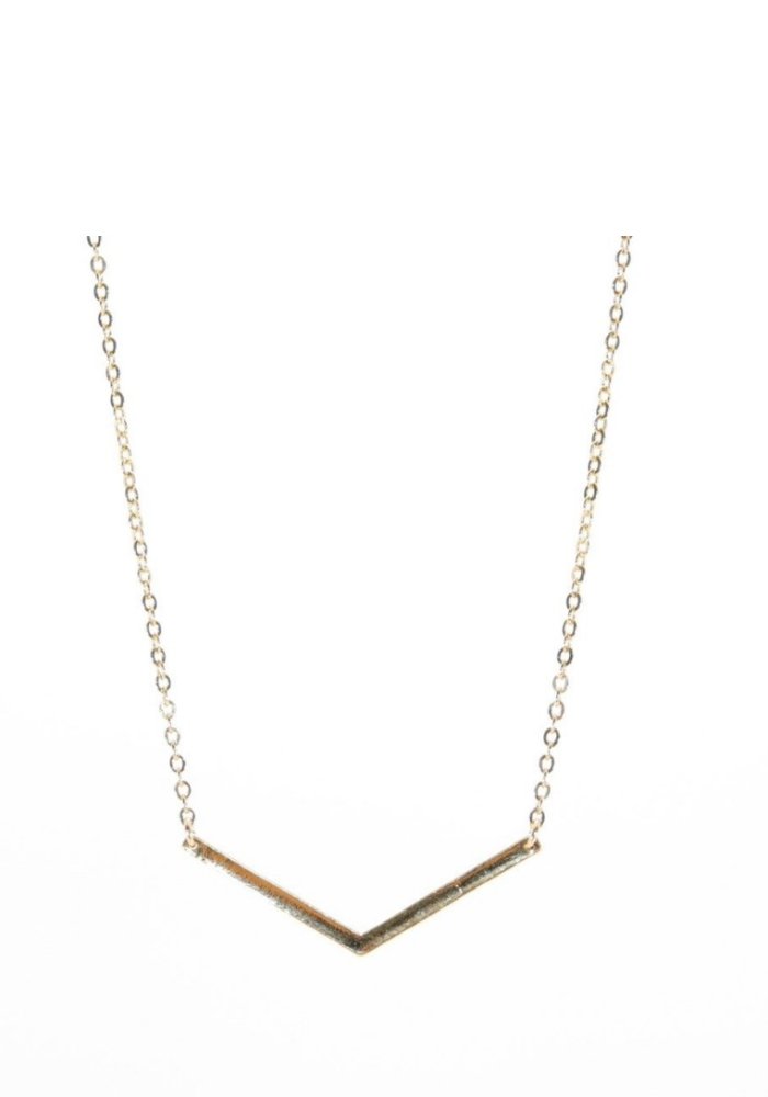 Chevron Bar 16" Necklace- Gold - Lot21 Boutique