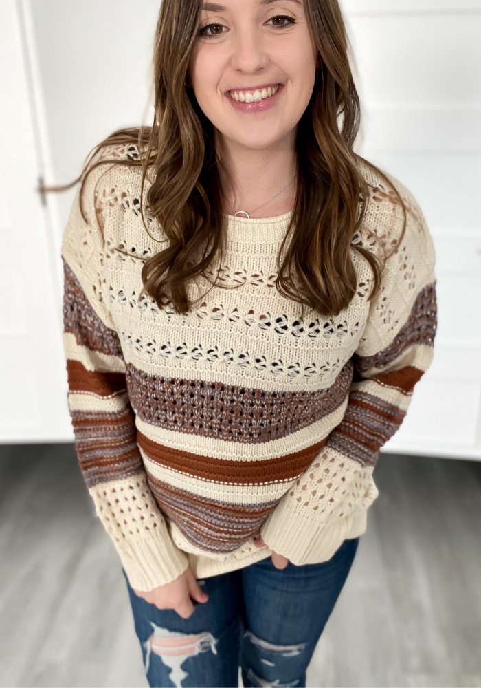 Color Block Stripe Sweater - Lot21 Boutique