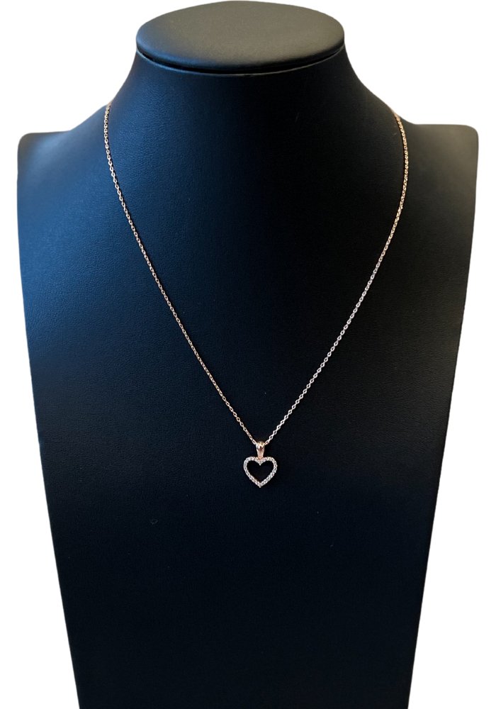 Dainty Pave Heart Necklace- Rose Gold - Lot21 Boutique