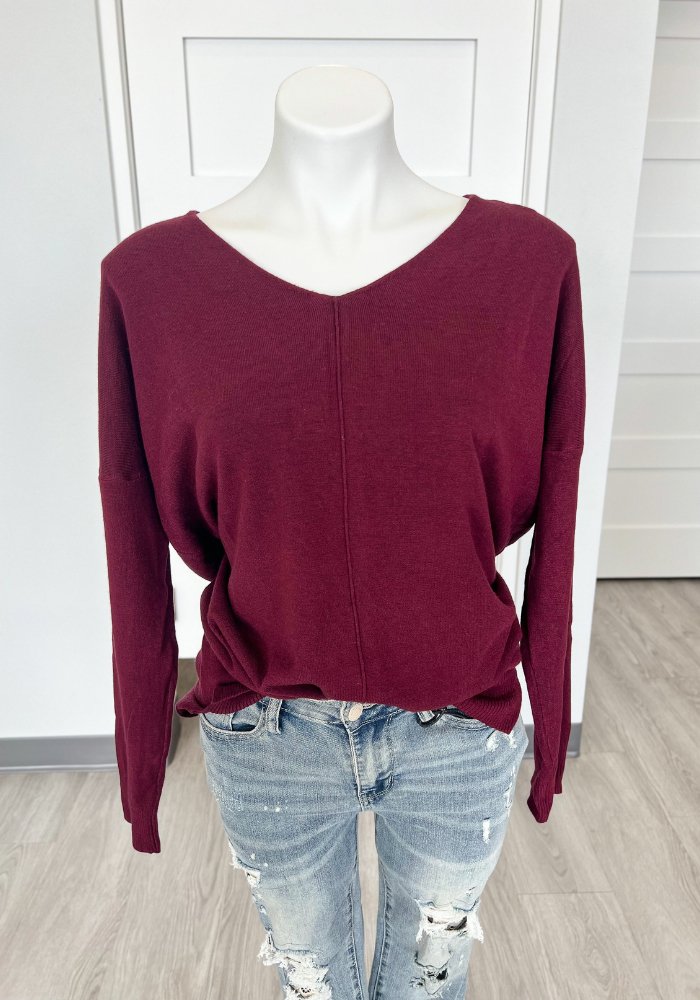 Dreamers Sweater- Burgundy - Lot21 Boutique