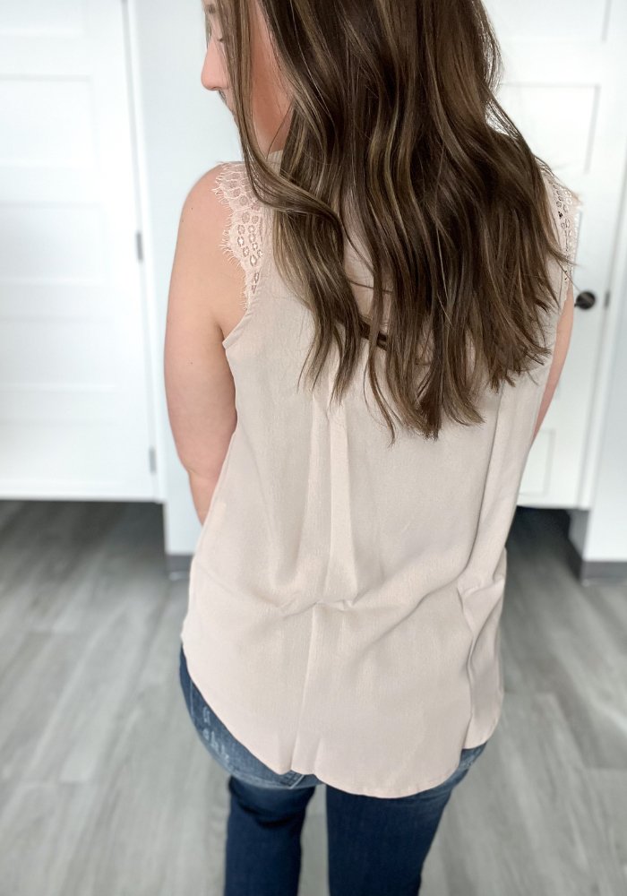 Lace Detail Tank (2 Colors) - Lot21 Boutique