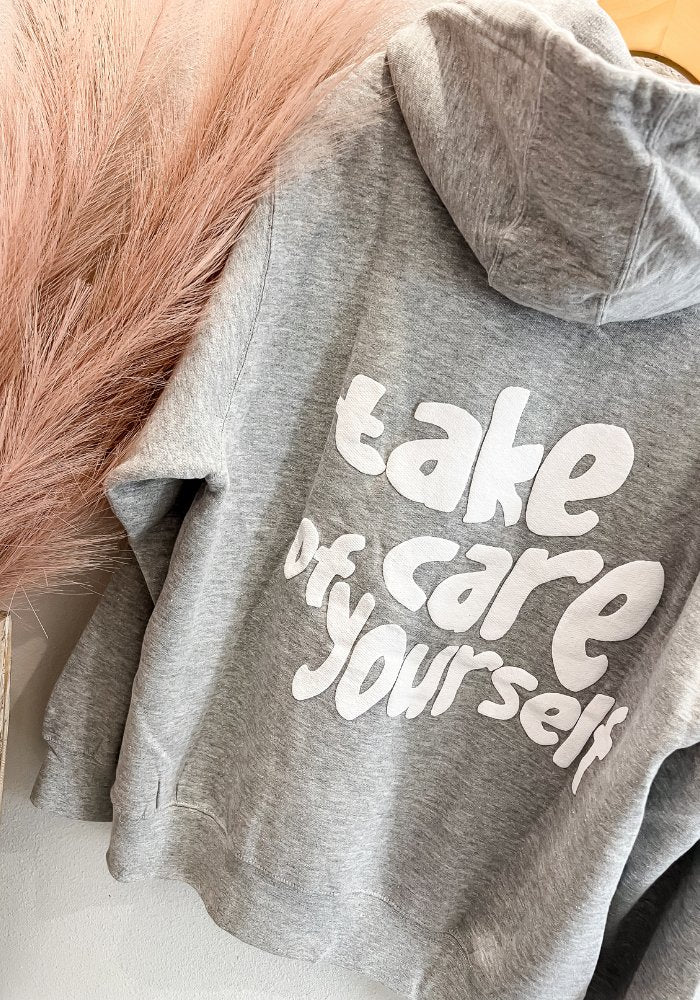 Take Care Of Yourself Puff Graphic Hoodie - Lot21 Boutique