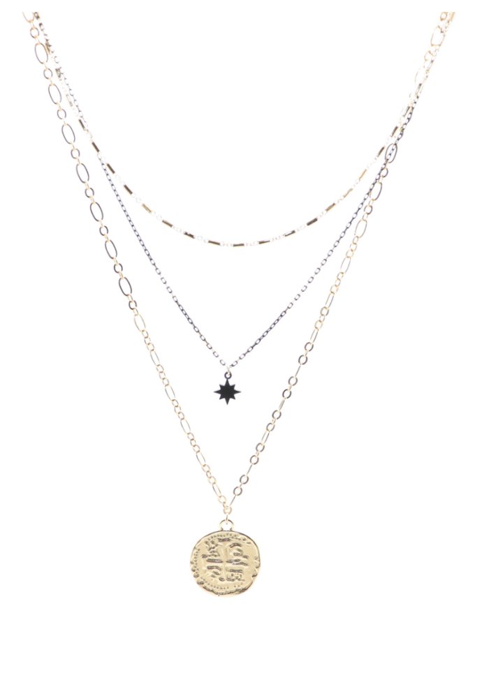 Triple Layer Necklace With Pendant Drop - Lot21 Boutique